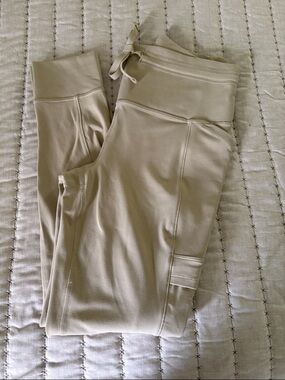 Athleta Beige High-Waist Leggings with Side Pocket